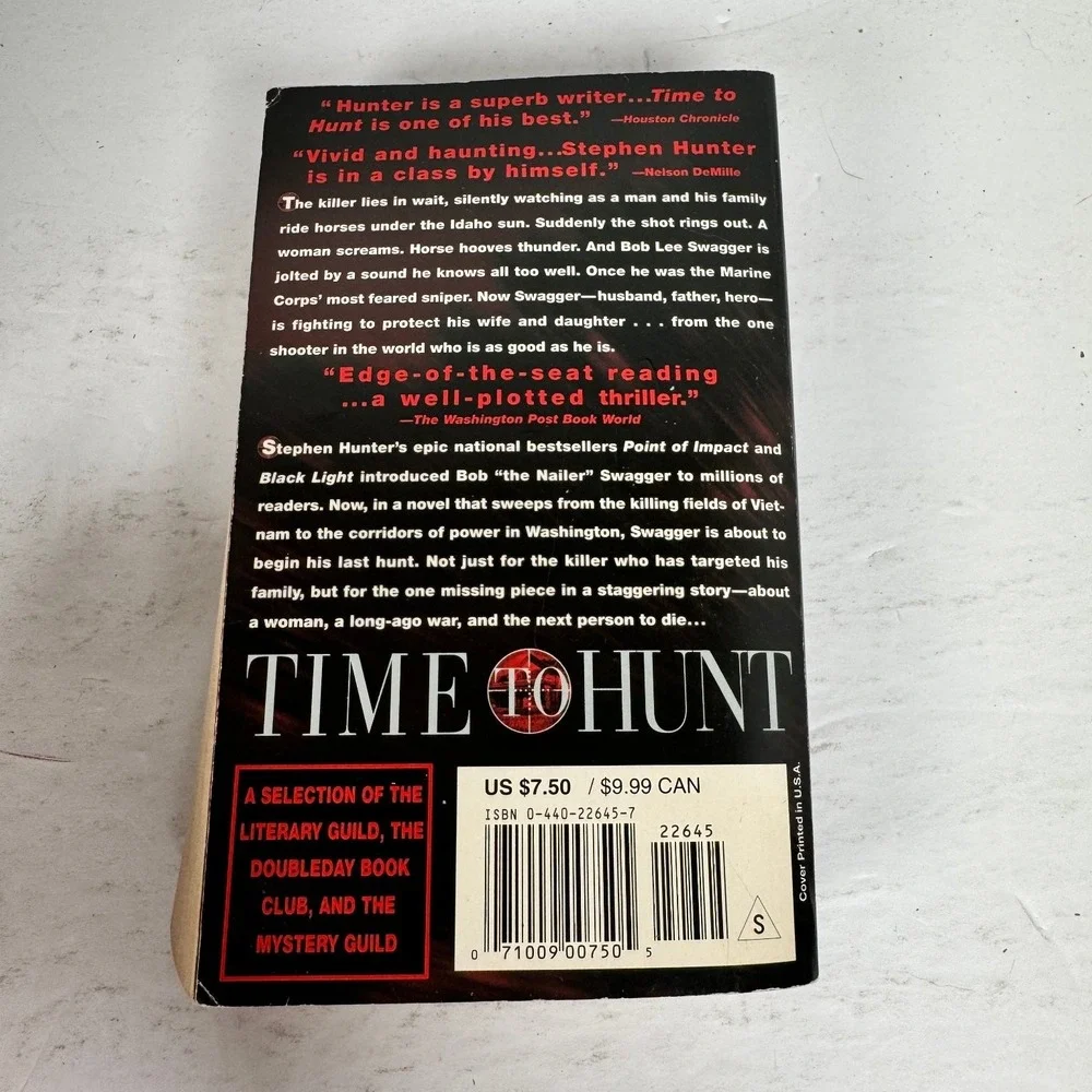 Time to Hunt‎ Stephen Hunter 1999 First Printing Bob Lee Swagger Island Books